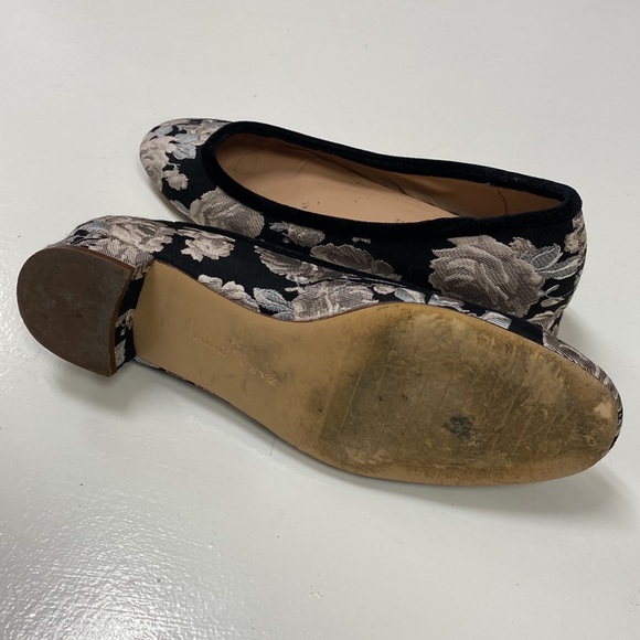 ZARA tapestry black floral print pink chunky block heel - Picture 5 of 5
